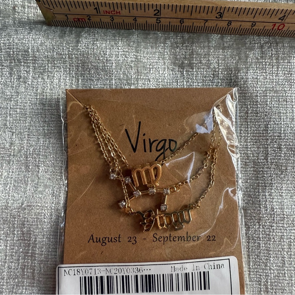 Virgo Zodiac Necklace Gold Tone Astrology Jewelry August September NWT